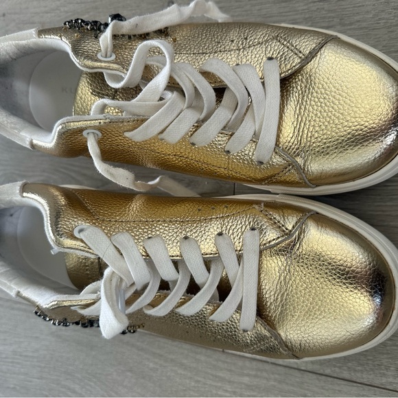 Gold Women's Sneakers with Embellishment - Picture 2 of 3